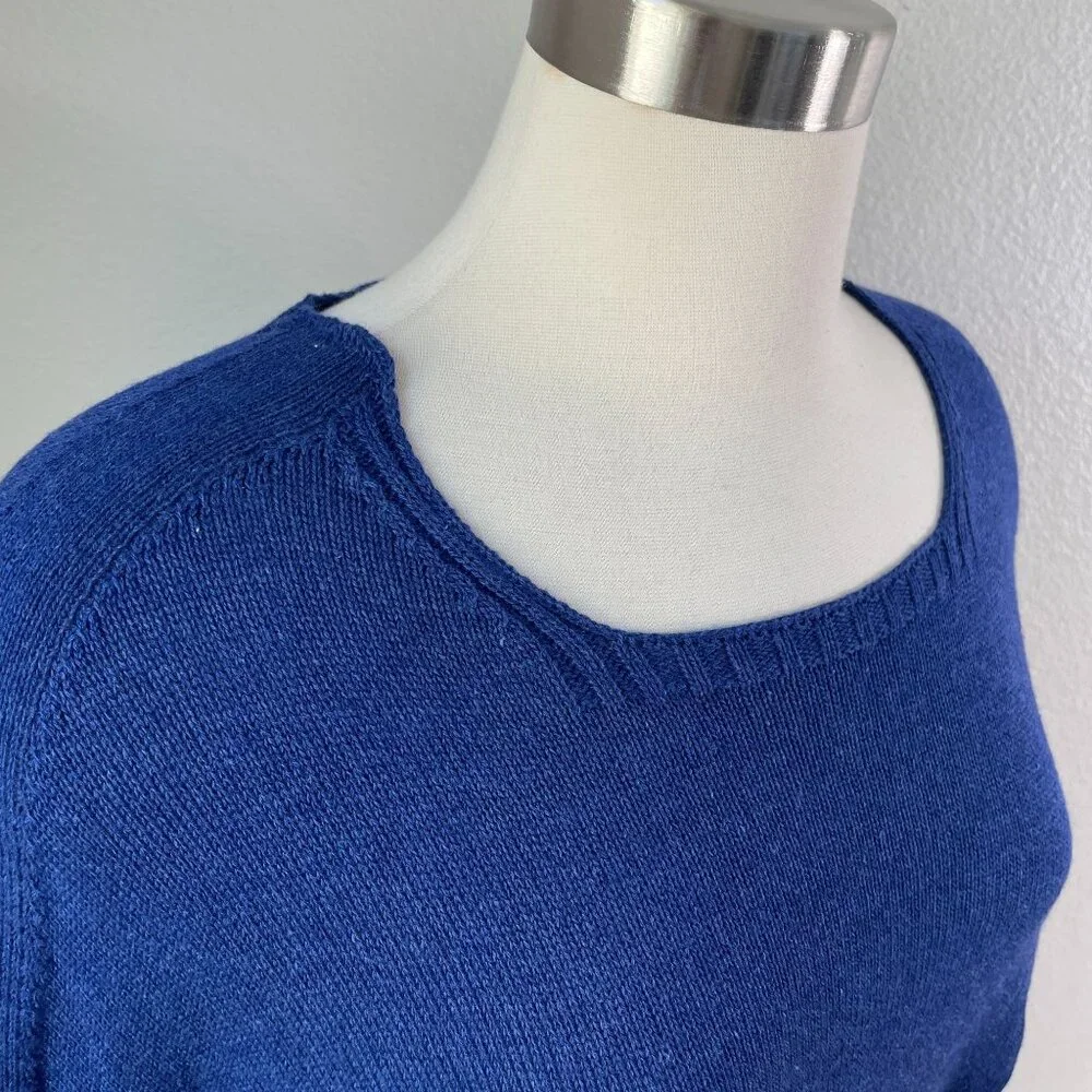 Cop.Copine Womens Medium Bishop Pullover Blue Sweater Dolman Sleeve Square Neck‎ - Picture 2 of 12
